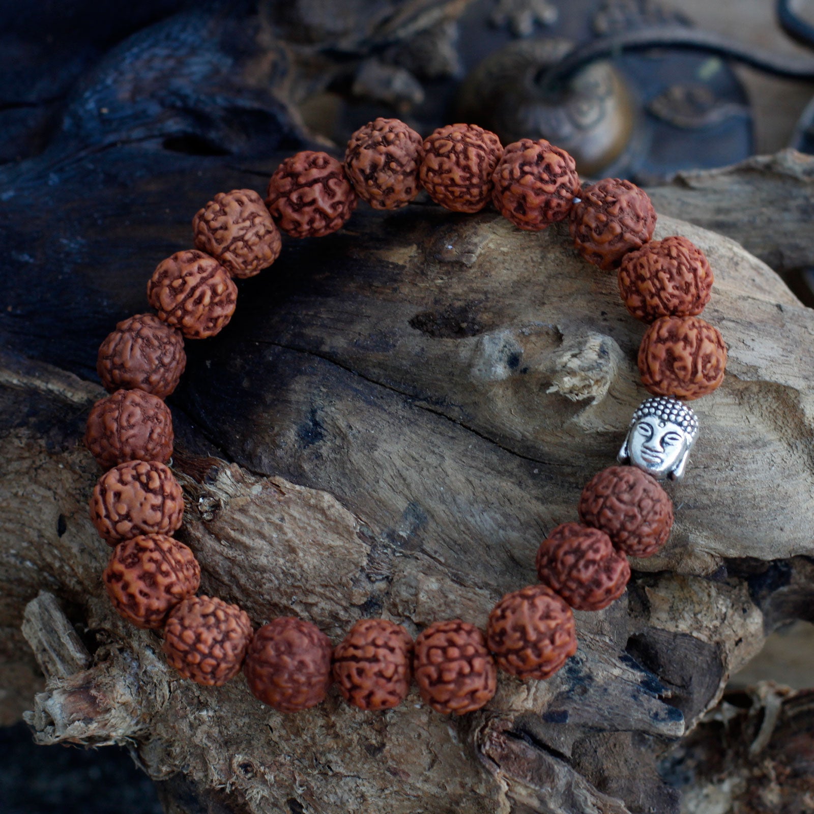 Pulseira de Rudraksha - Japa Mala - Castanho - Loja do Tigo