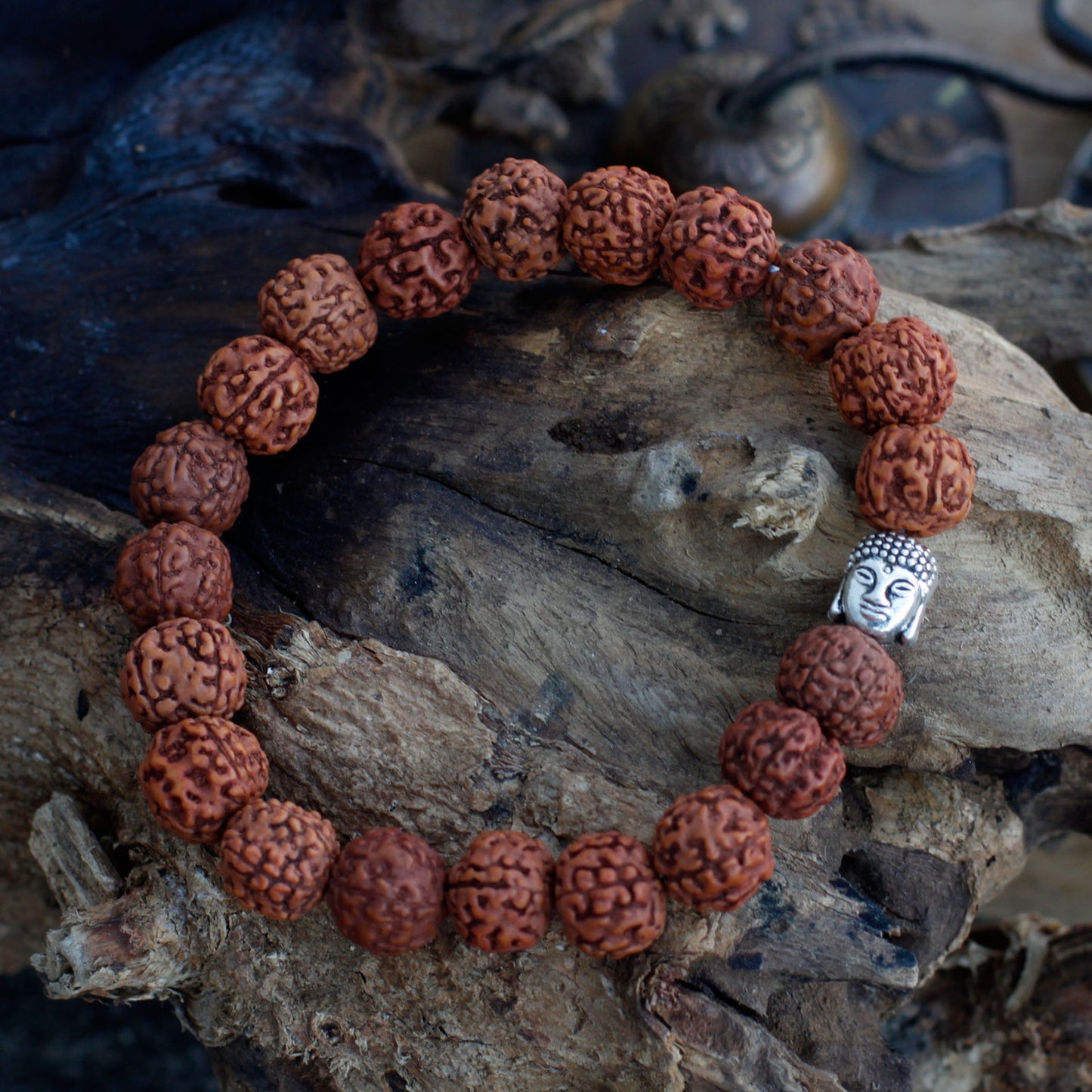 Pulseira de Rudraksha - Japa Mala - Natural - Loja do Tigo