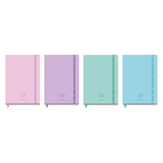 Agenda Diária A5 - Ambar pastel colors com elástico - Loja do Tigo