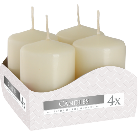 Conjunto de 4 Velas Pilares 40x60mm - Marfim