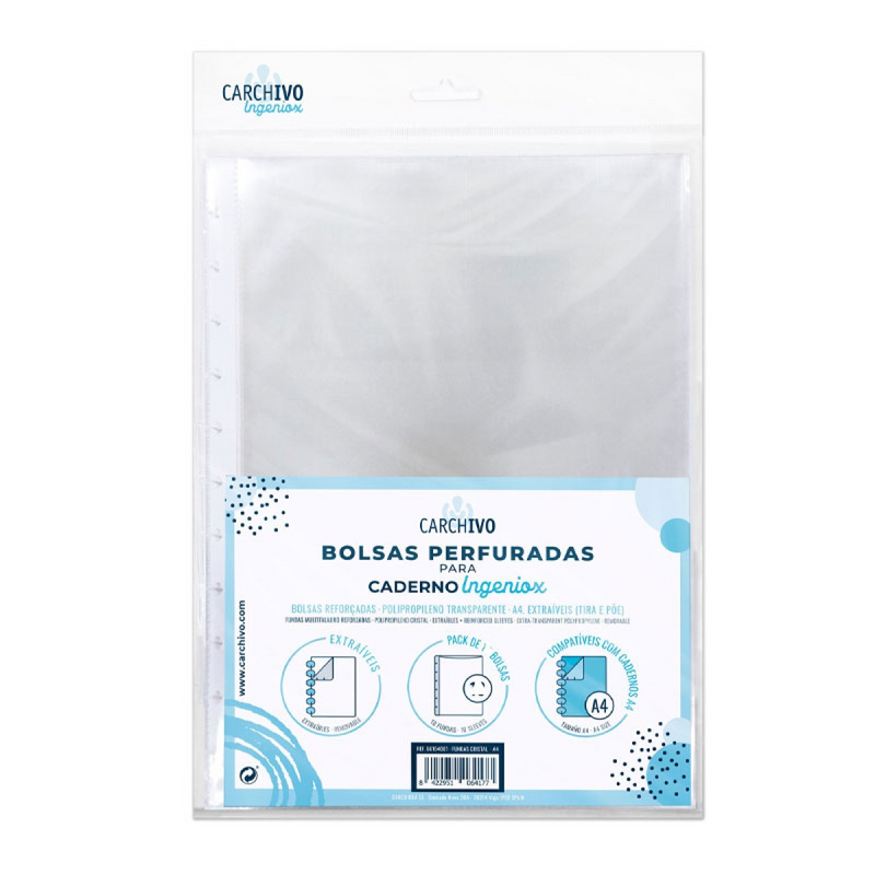 Bolsa Ingeniox de catálogo A4 p/caderno - cristal - c/5 - Loja do Tigo