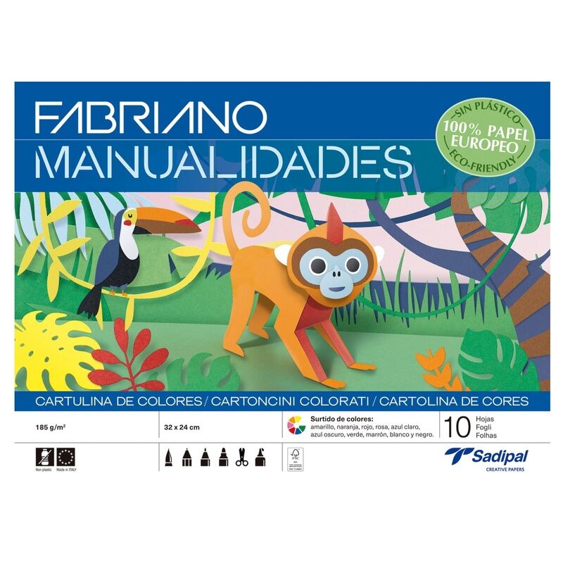 Caderno trabalhos manuais cartolina A4 cores sortidas C/10FL FABRIANO - Loja do Tigo