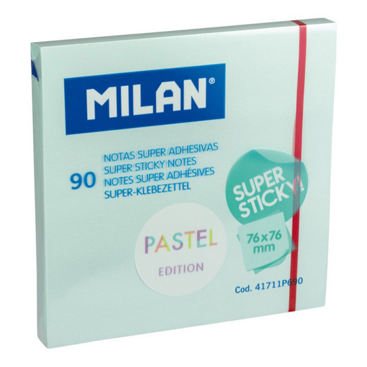 Bloco de notas aderentes milan 76x76mm azul pastel c/90 - Loja do Tigo