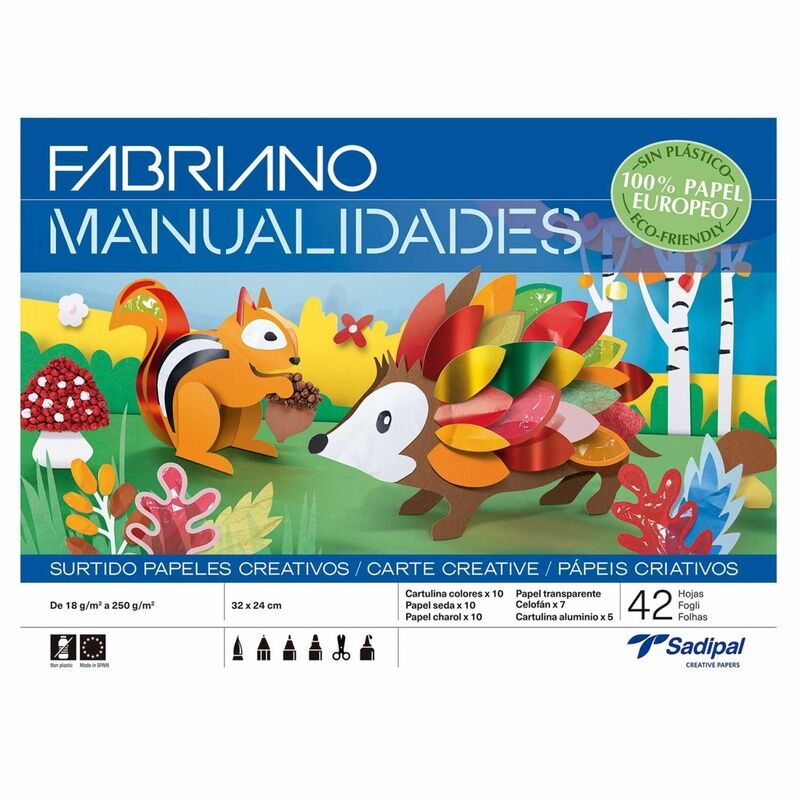 Caderno Trabalhos Manuais FABRIANO A4 Papeis Sortidos c/42FL - Loja do Tigo