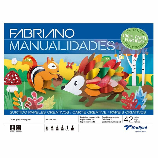 Caderno Trabalhos Manuais FABRIANO A4 Papeis Sortidos c/42FL - Loja do Tigo