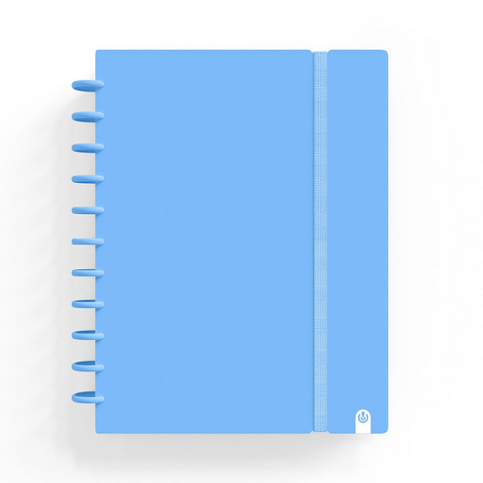 Caderno Ingeniox A4 - pautado Foam c/elástico - azul - Loja do Tigo