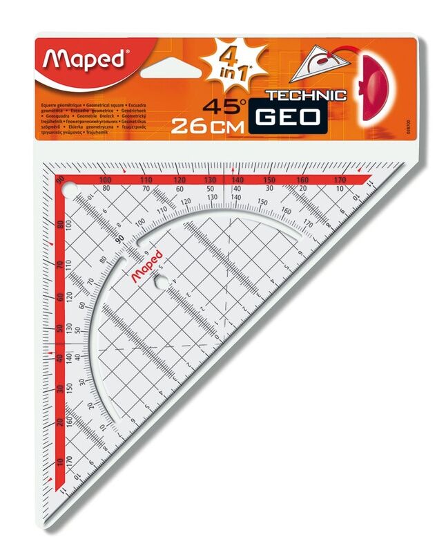 Esquadro geométrico MAPED TECHNIC 45º/26cm C/Pega - Loja do Tigo