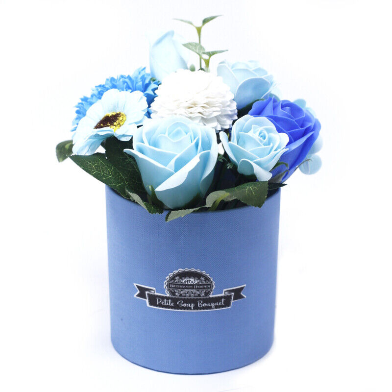 Pote com Flores de Sabão - Bouquet Pequeno - Azul - Loja do Tigo