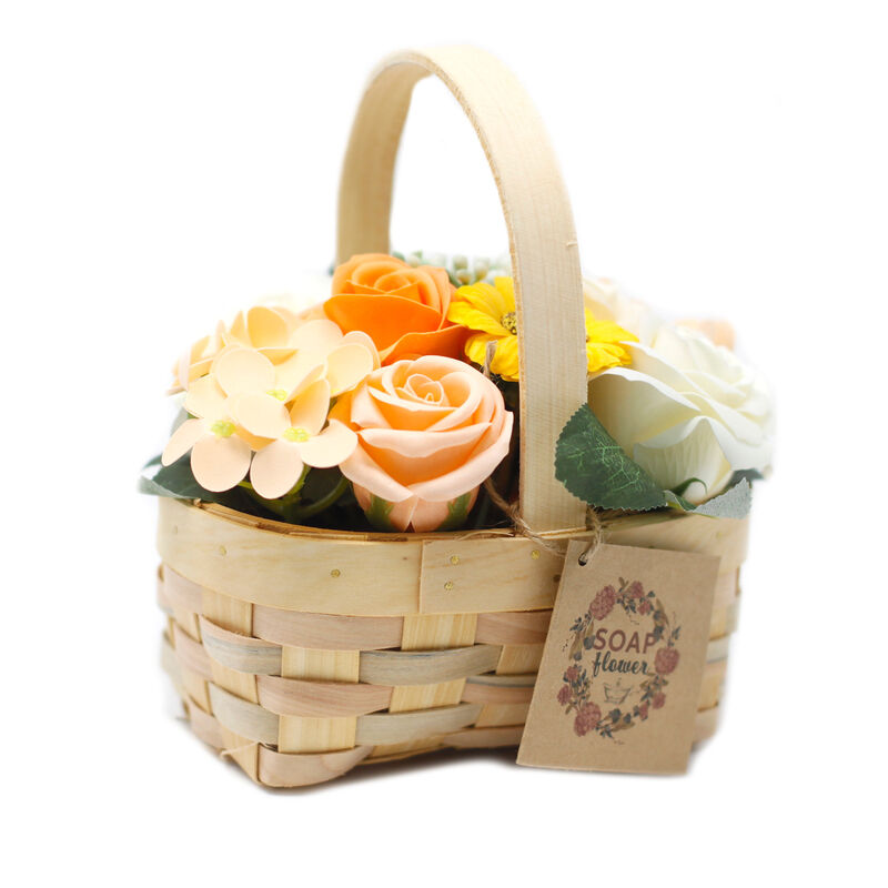 Cesta de Vime Bouquet de Flores de Sabão - Laranja - Médio - Loja do Tigo