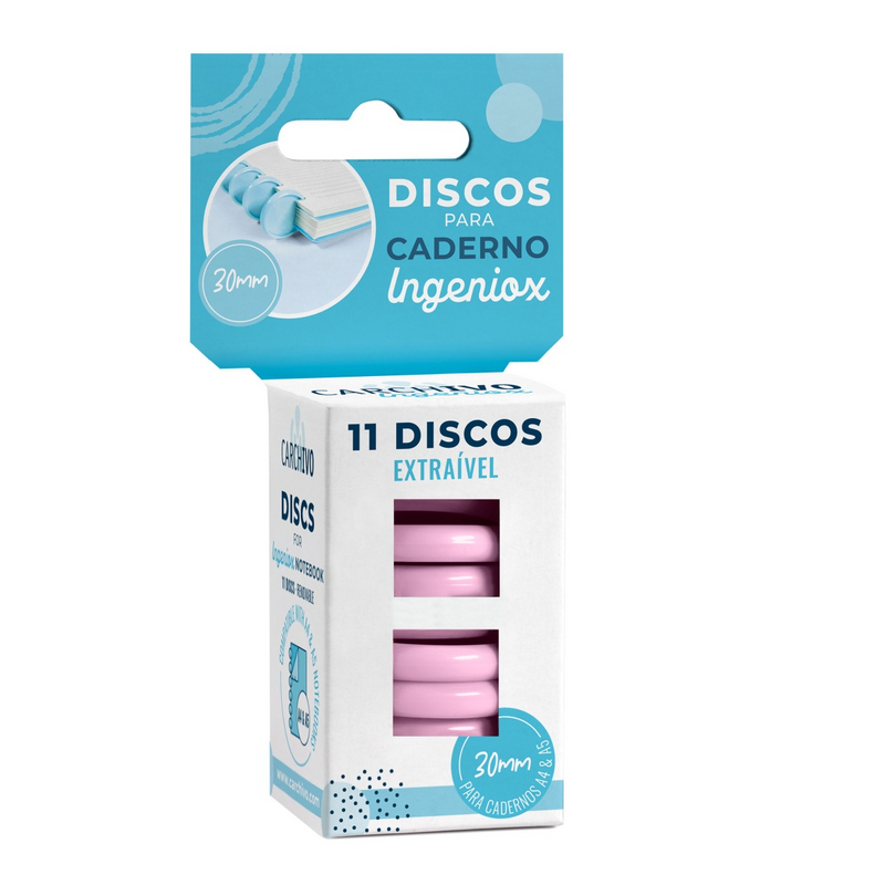 Discos Ingeniox p/caderno - rosa - Loja do Tigo