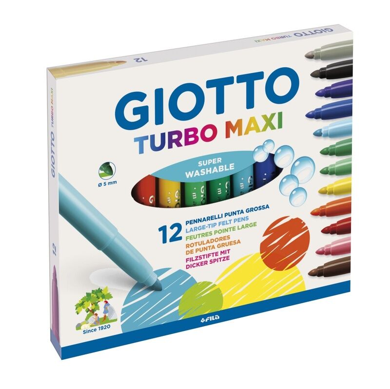 Canetas de Feltro Laváveis GIOTTO TURBO MAXI BLISTER c/12 - Loja do Tigo