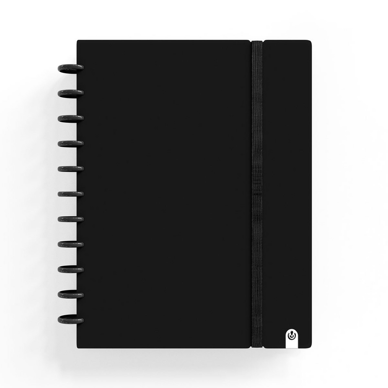 Caderno Ingeniox A4 pautado - Foam c/elástico  - preto - Loja do Tigo